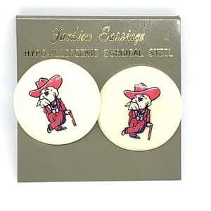 Vintage Jewelry - College Earrings Ole Miss Colonel Reb Mississippi Vintage Jewelry - College Earrings Ole Miss Colonel Reb Mississippi